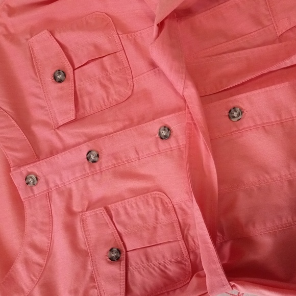New York and Company Coral Button Up Belted Pocket Blouse - Picture 11 of 11